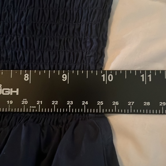 Tart NEW navy iris Kourt Dress smocked bust off shoulder S - Picture 10 of 11